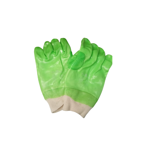 Green Rubber Gloves Knit Wrist